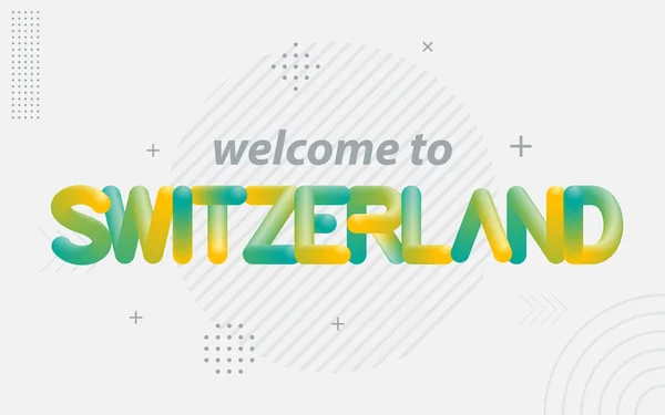 Bienvenido Suiza Tipografía Creativa Con Efecto Mezcla — Vector de stock