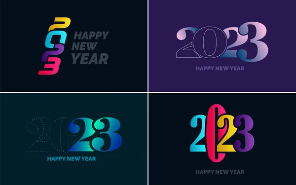 stock vector Big set 2023 Happy New Year black logo text design. 20 23 number design template. Collection of symbols of 2023 Happy New Year