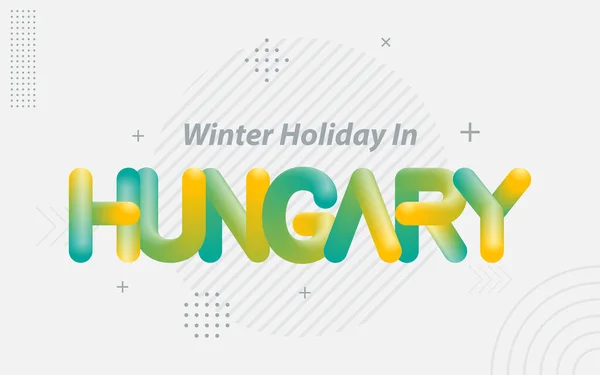 Vacaciones Invierno Hungría Tipografía Creativa Con Efecto Mezcla — Vector de stock