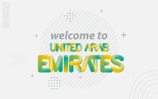Bienvenidos Emiratos Árabes Unidos Tipografía Creativa Con Efecto Mezcla — Vector de stock