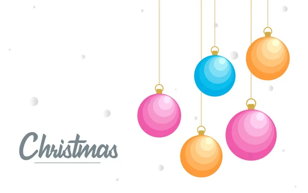 Plat Joyeux Noël Brillant Décoratif Éléments Boule Suspendus Fond — Image vectorielle