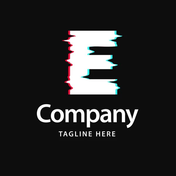 Eグリッチのロゴ ビジネスブランドアイデンティティデザイン — ストックベクタ