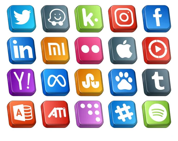 Social Media Icon Pack Tym Baidu Facebooka Flickr Meta Tak — Wektor stockowy