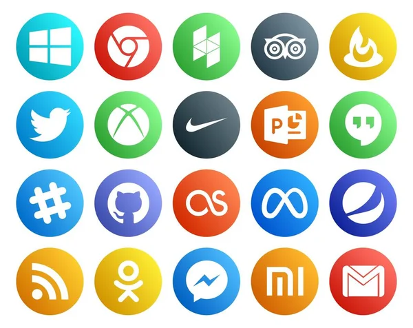 Social Media Icon Pack Incluindo Facebook Por Último Xbox Github — Vetor de Stock