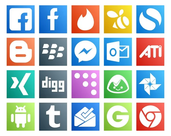 Social Media Icon Pack Including Groupon Tumblr Ati Android Basecamp — Stock Vector