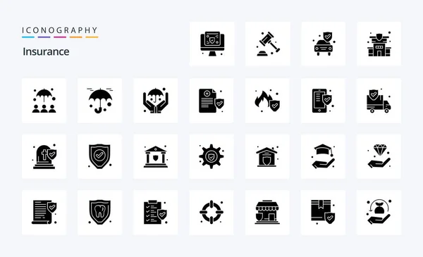 Insurance Solid Glyph Icon Pack — Stock Vector
