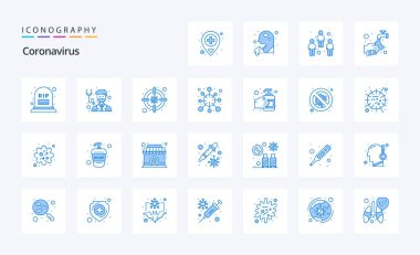 25 Coronavirus Mavi simge paketi