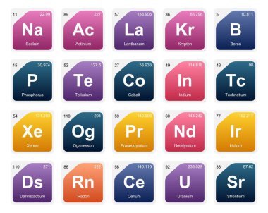 Simge Paketi Tasarımı elementlerinin 20 Preiyodik tablosu