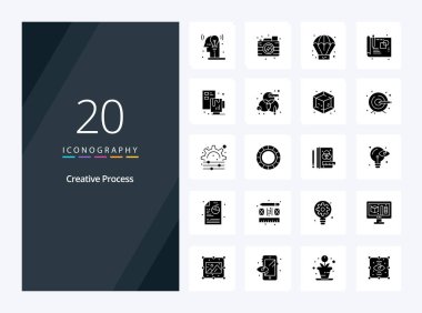 Sunum için 20 Creative Process Solid Glyph simgesi