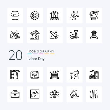 20 İşçi Bayramı simgesi baltayla endüstriyel kask günü kaskı gibi.