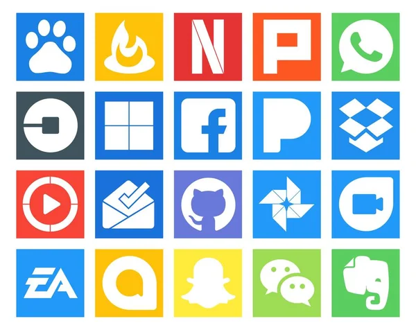 Social Media Icon Pack Including Google Duo Github Delicious Inbox — Stock Vector