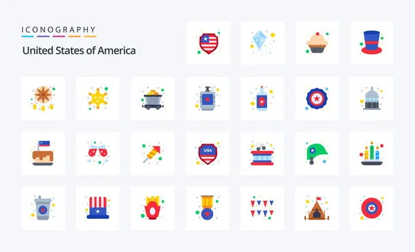 Usa Flat Color Icon Pack — Stock Vector