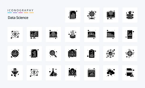 Data Science Solid Glyph Icon Pack — Stockvektor