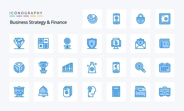 Business Strategy Finance Blue Icon Pack — Stock Vector