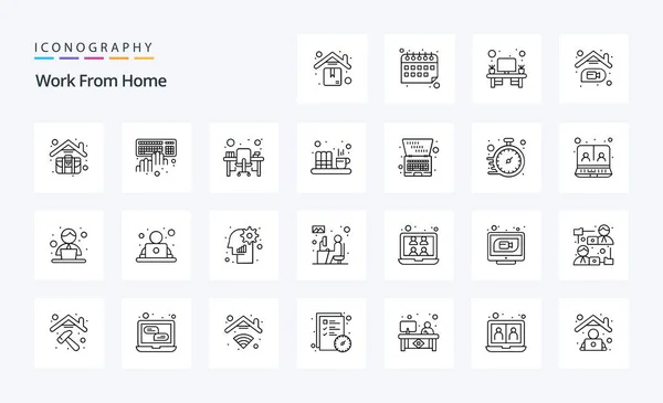 Work Home Line Icon Pack — Stock Vector