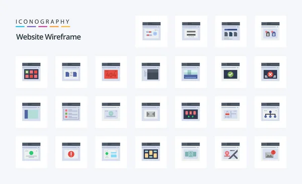 Website Wireframe Flat Color Icon Pack — Stock Vector