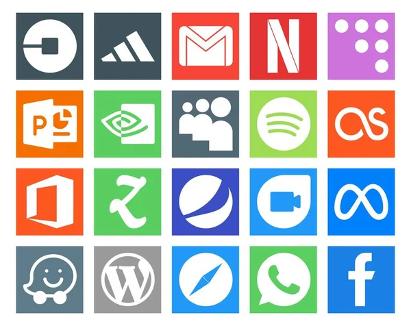 Social Media Icon Pack Including Google Duo Zootool Coderwall Office — Stock Vector
