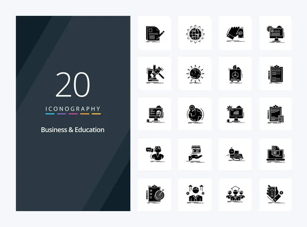 20个商业和教育实体象形文字介绍图标 — 图库矢量图片