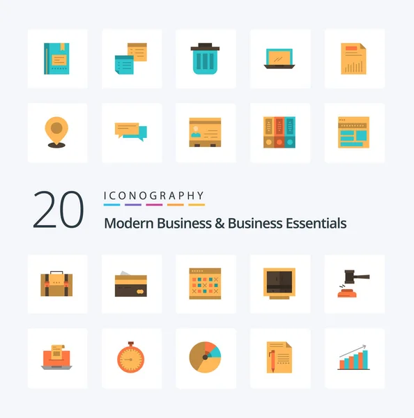 Modern Business Business Essentials Flat Color Icon Pack Wie Veranstaltungskalender — Stockvektor