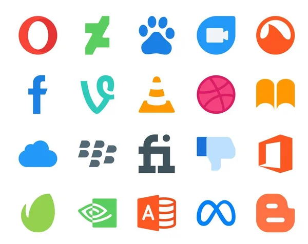 Social Media Icon Pack Incluindo Envato Não Gosto Meios Comunicação — Vetor de Stock