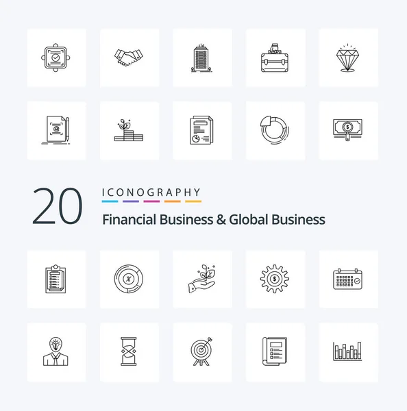 Financial Business Global Business Line Icon Pack Date Success Growth — Stockový vektor