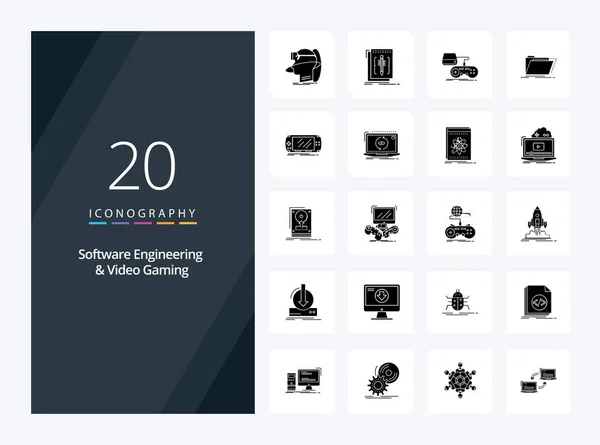 stock vector 20 Software Engineering And Video Gaming Solid Glyph icon for presentation