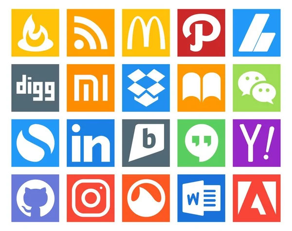 Social Media Icon Pack Including Search Hangouts Dropbox Brightkite Simple — Stock Vector