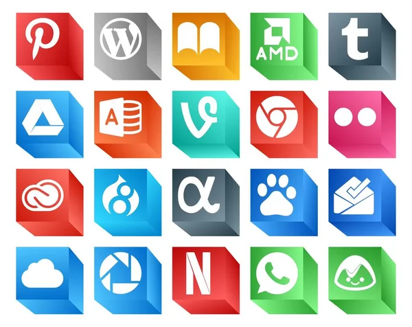 Social Media Icon Pack Including Including Inbox App Net Вина — стоковый вектор