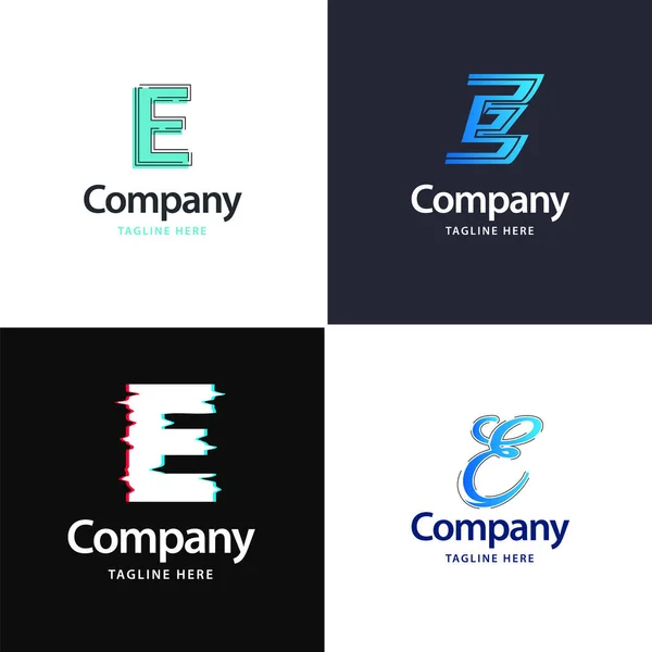あなたのビジネスのための手紙Eの大きいロゴパックのデザイン創造的な現代のロゴのデザイン — ストックベクタ