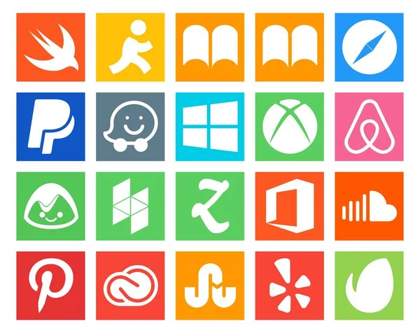 Social Media Icon Pack Inclusief Rente Geluid Een Xbox Geluidswolk — Stockvector