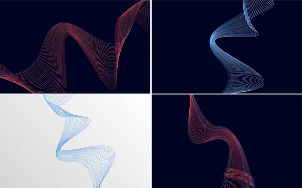Set Von Geometrischen Wellenmustervektorhintergründen Für Ihre Designs — Stockvektor