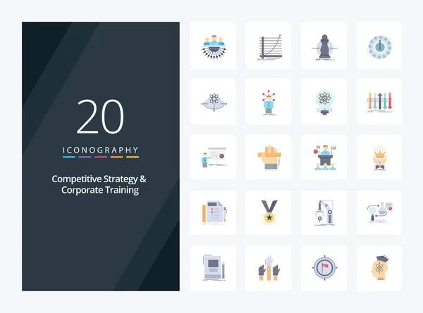 Competitive Strategy Corporate Training Flat Color Icon Presentation — Stock Vector