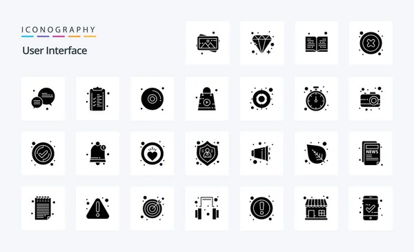 User Interface Solid Glyph Icoon Pack — Stockvector