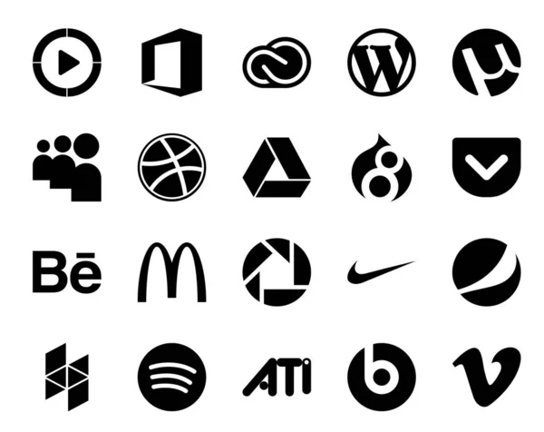 Social Media Icon Pack Including Nike Макдональдс Utorrent Опасность Drupal — стоковый вектор