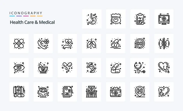 Набор Значков Здравоохранение Медицинская Линия — стоковый вектор