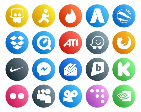 Social Media Icon Pack Inclusief Myspace Een Kickstarter Wazig Brightkite — Stockvector