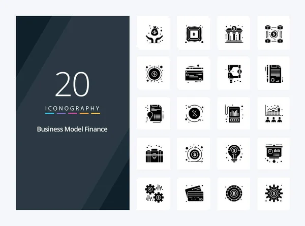 20财务固体象形文字图标供展示 — 图库矢量图片