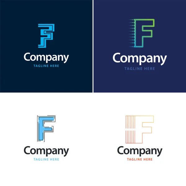 手紙F大きなロゴパックデザインあなたのビジネスのための創造的なモダンなロゴデザイン — ストックベクタ