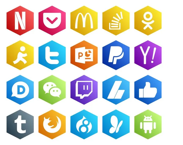 Social Media Icon Pack Including Messenger Disqus Aim Search Paypal — Stock Vector