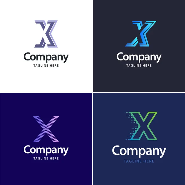 手紙X大きなロゴパックデザイン あなたのビジネスのための創造的な現代的なロゴデザイン — ストックベクタ
