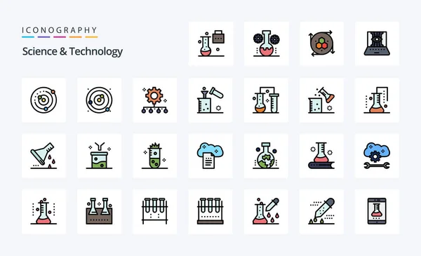 Science Technology Line Filled Style Icon Pack — Stock Vector