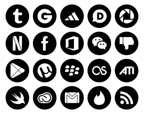 Social Media Icon Pack Including Swift Lastfm Wechat Blackberry Apps — Stock Vector