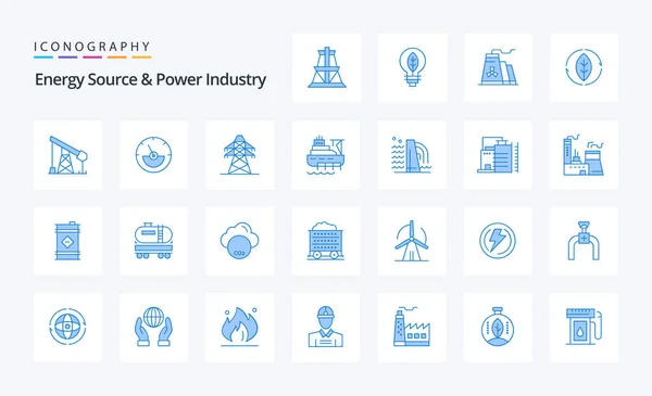 Ενέργεια Πηγή Και Power Industry Μπλε Εικονίδιο Πακέτο — Διανυσματικό Αρχείο