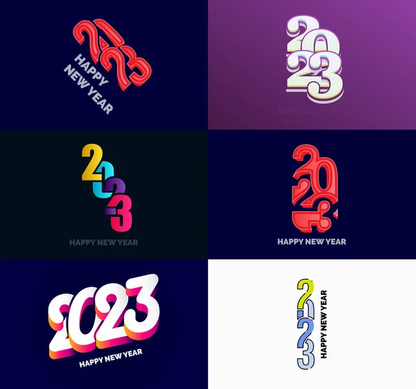 Большой Набор Текстового Дизайна Логотипа 2023 Года Шаблон Проекта 2023 — стоковый вектор