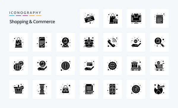 Shopping Commerce Solid Glyph Icon Pack — Stock Vector