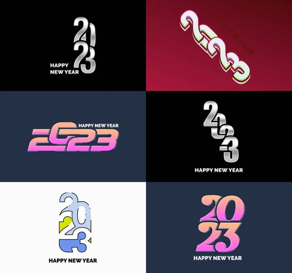 Großes Set Von 2023 Frohes Neues Jahr Logo Text Design — Stockvektor