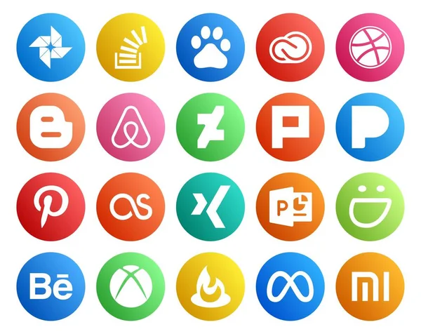 Social Media Icon Pack Inclusief Xing Rente Adobe Een Pandora — Stockvector