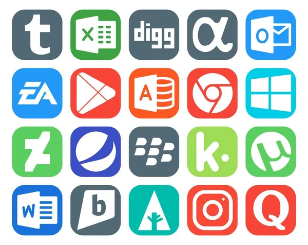 Social Media Icon Pack Including Utorrent Blackberry Google Play Pepsi — Stock Vector