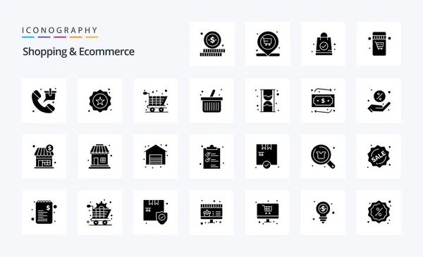 Shopping Ecommerce Solid Glyph Icon Pack — Stock Vector