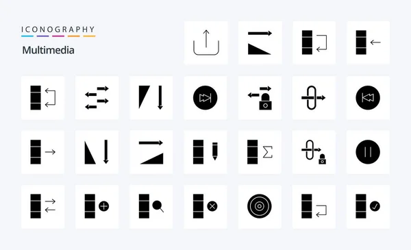 Multimedia Solid Glyph Icon Pack — Stock Vector